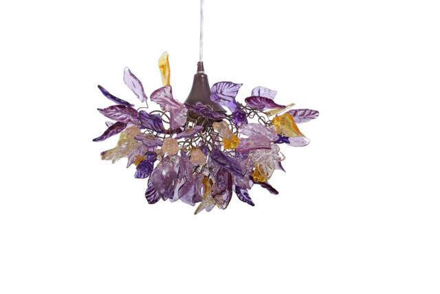 Lighting Hanging Chandeliers With Flowers & Leaves Purple Color For Bedroom, Entry Way Or Children Room - image 1