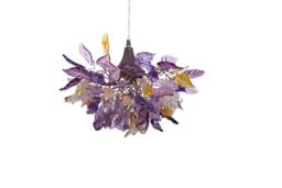 Lighting Hanging Chandeliers With Flowers & Leaves Purple Color For Bedroom, Entry Way Or Children Room