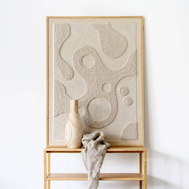 Hand-Woven Artwork in Soft Tones, Textured Wall Art For Living Room - image 1