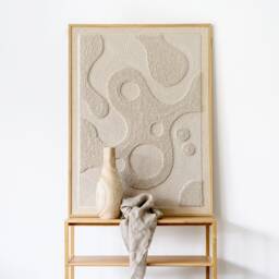 Hand-Woven Artwork in Soft Tones, Textured Wall Art For Living Room - thumbnail 1