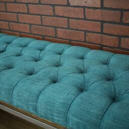 Handmade Industrial Ottoman Bench - Tufted Cushion, Rustic Credenza - thumbnail 3