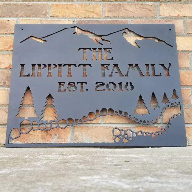 Personalized Rustic Mountain Creek Metal Sign - Custom Wilderness Wall Decor - image 1