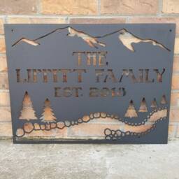 Personalized Rustic Mountain Creek Metal Sign - Custom Wilderness Wall Decor - thumbnail 3