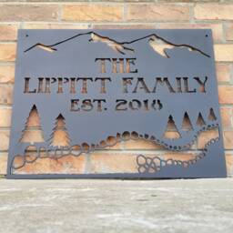 Personalized Rustic Mountain Creek Metal Sign - Custom Wilderness Wall Decor - thumbnail 1