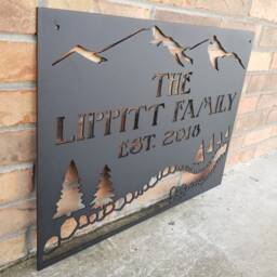 Personalized Rustic Mountain Creek Metal Sign - Custom Wilderness Wall Decor - thumbnail 2