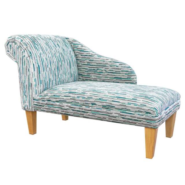 Handmade Teal Stripe Chaise Longue Modern Fabric Daybed - 45 - image 1