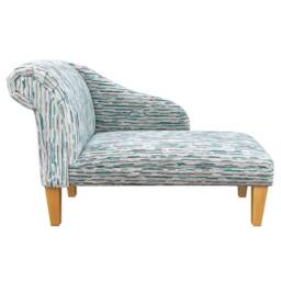 Handmade Teal Stripe Chaise Longue Modern Fabric Daybed - 45 - thumbnail 2