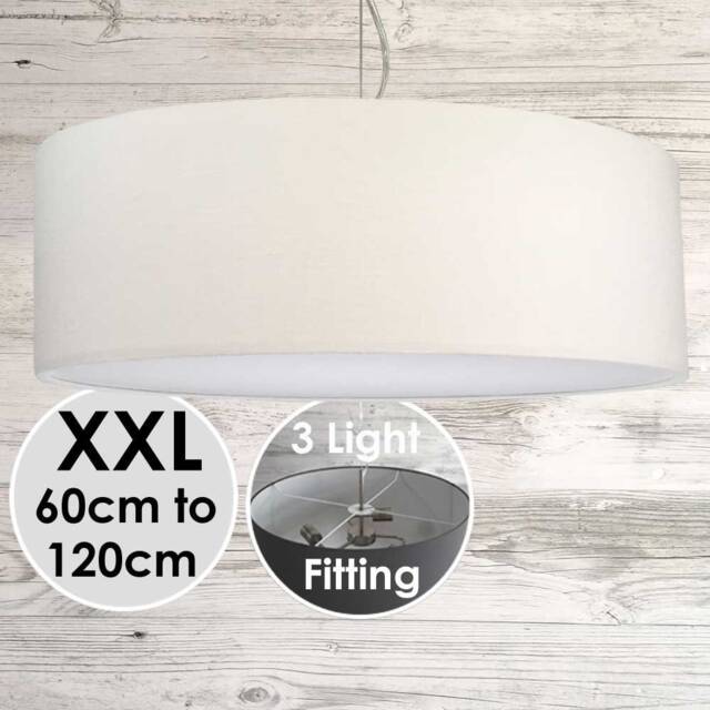 Extra Large White Ceiling Light - Oversized Drum Pendant 60-120cm - Modern Statement Lighting - image 1