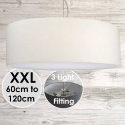 Extra Large White Ceiling Light - Oversized Drum Pendant 60-120cm - Modern Statement Lighting