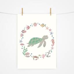 Floral Edition - Turtle Print Under The Sea Animal Prints Decor Poster Children's Wall Art Liberty - thumbnail 2