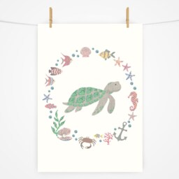 Floral Edition - Turtle Print Under The Sea Animal Prints Decor Poster Children's Wall Art Liberty - thumbnail 3
