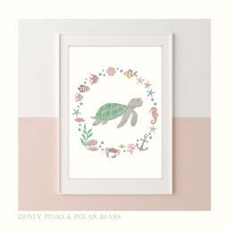 Floral Edition - Turtle Print Under The Sea Animal Prints Decor Poster Children's Wall Art Liberty - thumbnail 1