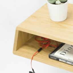 Floating Oak Or Walnut Nightstand Without Drawer, Sloped Forehead - thumbnail 2