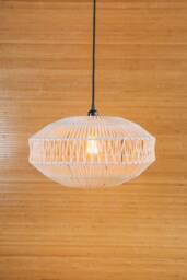 Macrame Pendant Light Shade, Boho Farmhouse Decor - thumbnail 1