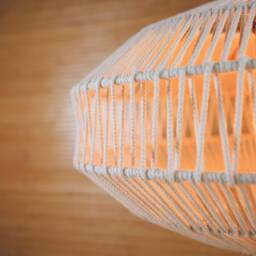 Macrame Pendant Light Shade, Boho Farmhouse Decor - thumbnail 3