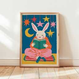Reading Bunny Poster, Nursery Animal Print, Children's Wall Art - thumbnail 4