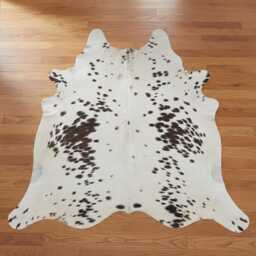 Authentic Black & White Cowhide Rug - Medium Natural Leather Skin For Elegant Interiors - 50x55 Inches - thumbnail 3