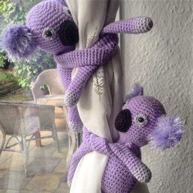 Crochet Koala Curtain Tie Backs, Nursery Decor - image 1