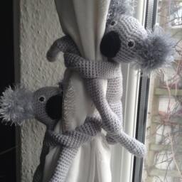 Crochet Koala Curtain Tie Backs, Nursery Decor - thumbnail 3