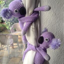Crochet Koala Curtain Tie Backs, Nursery Decor - thumbnail 1