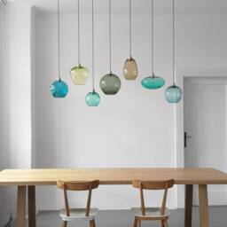 Hand Blown Glass Pendant Chandelier, Multi Light Dining Room Lighting - thumbnail 2