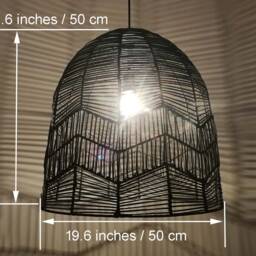Handwoven Rattan Pendant Light, Ceiling Lighting Fixture, Lampshade Diameter 50 cm/19.7'' - thumbnail 3