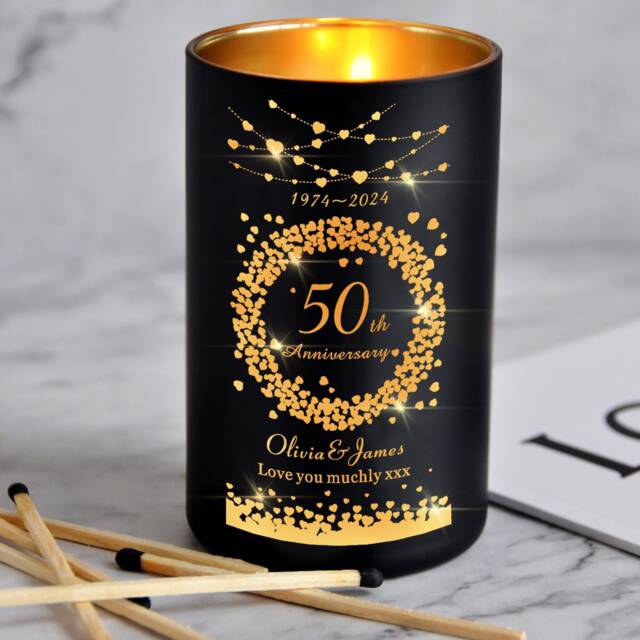 Personalised Anniversary Scented Candles Gifts For Her Couple Husband Custom Candle With Any Name/Year/Text Home Decor Up To 40 Hours - image 1