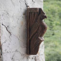 Set Of 2 Wooden Simple Carved Bird Door Brackets - Elegant Home Decor Handcrafted Artistry - thumbnail 2