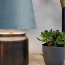 Duck Egg Blue Extra Tall Cone Lampshade in Velvet - thumbnail 2