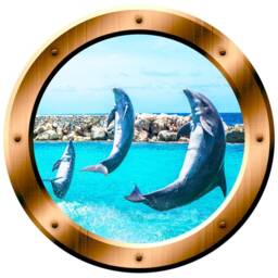 Ocean Wall Decal Nautical Decor - Breaching Dolphins Peel & Stick Ship Window Beach Art Boys Room Vinyl Sticker - Vwaq Bp26 - thumbnail 2