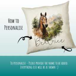 Personalised Horse Lover Cushion Gift Printed Name Design - Throw Pillow For Boys Nursery Bedroom Birthday G013 - thumbnail 3