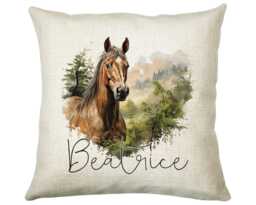 Personalised Horse Lover Cushion Gift Printed Name Design - Throw Pillow For Boys Nursery Bedroom Birthday G013 - thumbnail 1