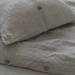 Linen Duvet Cover Set in A Natural Grey With 2 X Euro Pillow Shams Square Queen King Twin Pure Linen Bedding - thumbnail 3