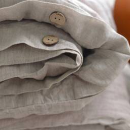 Linen Duvet Cover Set in A Natural Grey With 2 X Euro Pillow Shams Square Queen King Twin Pure Linen Bedding - thumbnail 2