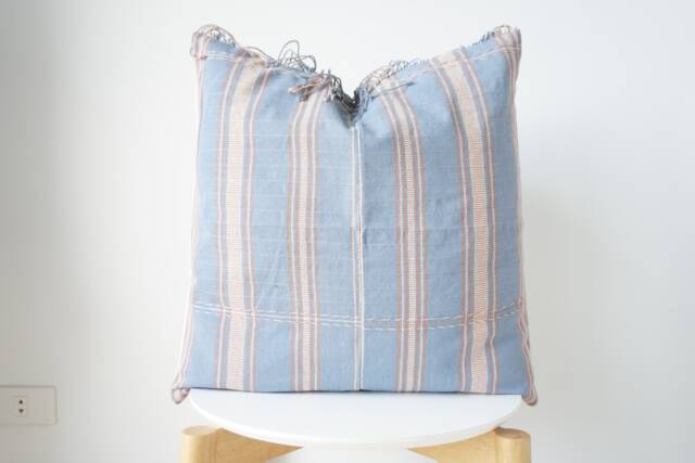 Indigo Neutral Tribal Hemp Hand Woven Natural Dye Color Lumbar Pillow Cover - image 1