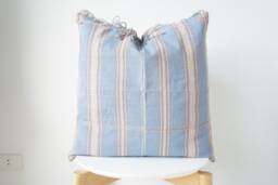 Indigo Neutral Tribal Hemp Hand Woven Natural Dye Color Lumbar Pillow Cover - thumbnail 1