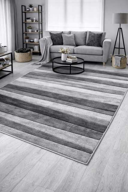 New Small Large Silver Grey Wave Design Area Rugs Mats - image 1