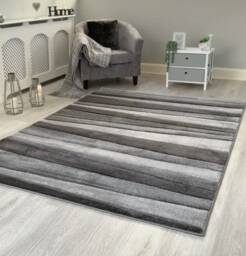 New Small Large Silver Grey Wave Design Area Rugs Mats - thumbnail 2