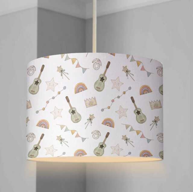 Lampshade - Nursery Guitars, Lampshade Or Table Lampshade Childrens Room Round - image 1