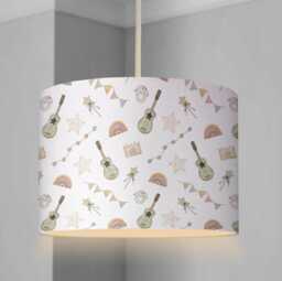 Lampshade - Nursery Guitars, Lampshade Or Table Lampshade Childrens Room Round - thumbnail 1