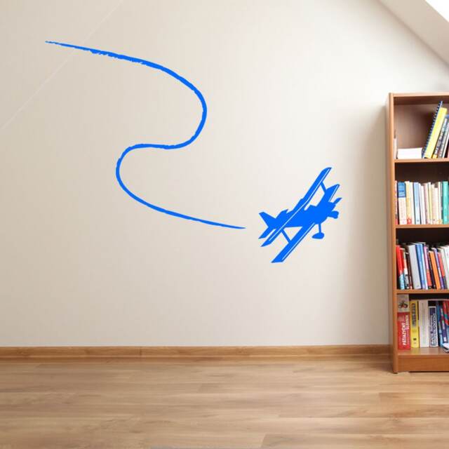 Plane Aircraft Contrail Wall Stickers Decals Kids Decor Window Fun Vinyl A166 - image 1