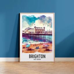 Brighton Travel Print - Watercolour Poster Design - Wall Artwork East Sussex UK Gifts Home Decor Art Gift England Beach Picture - thumbnail 2