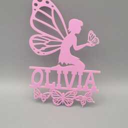Personalised Fairy Name Plaque - Garden Wall Or Door Hanger, Nursery Decor, Custom Acrylic Wood Sign, Kids Room Gift - thumbnail 4