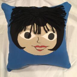 Blue, Handmade Rag Doll Pillow - thumbnail 3