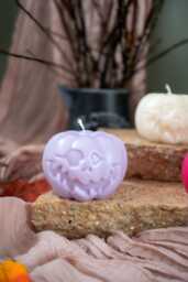 Handmade Pumpkin Face Candle Eco-Friendly Soy & Beeswax Halloween Decor - thumbnail 1