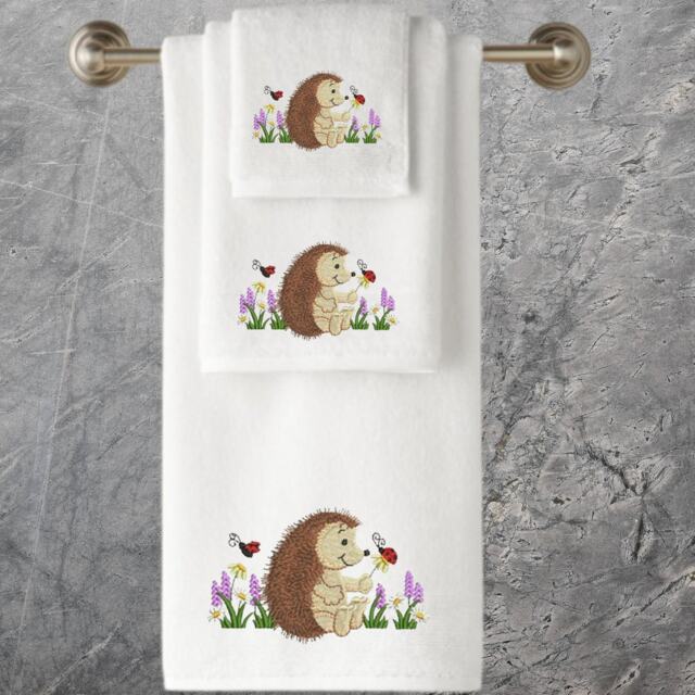 Personalized Hedgehog Embroidered Towels, 550Gsm Luxury Cotton - image 1