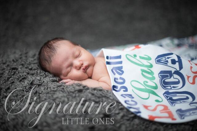 Personalized Baby Blanket, Monogrammed Name Swaddle Receiving Shower Gift, Birth Announcement Blanket - image 1