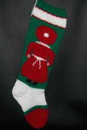 PDF Pattern Only Hand Knitted Mrs. Claus With Wreath Christmas Stocking - thumbnail 1