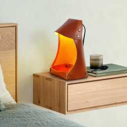 Table Lamp, With Valet Tray, For Bedside Night Light , Nightstand Lamp Leather Basket