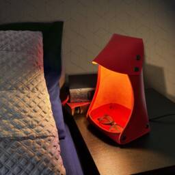 Table Lamp, With Valet Tray, For Bedside Night Light , Nightstand Lamp Leather Basket - thumbnail 3